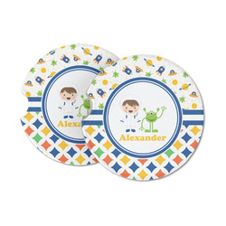 Boy's Space & Geometric Print Sandstone Car Coasters (Personalized)