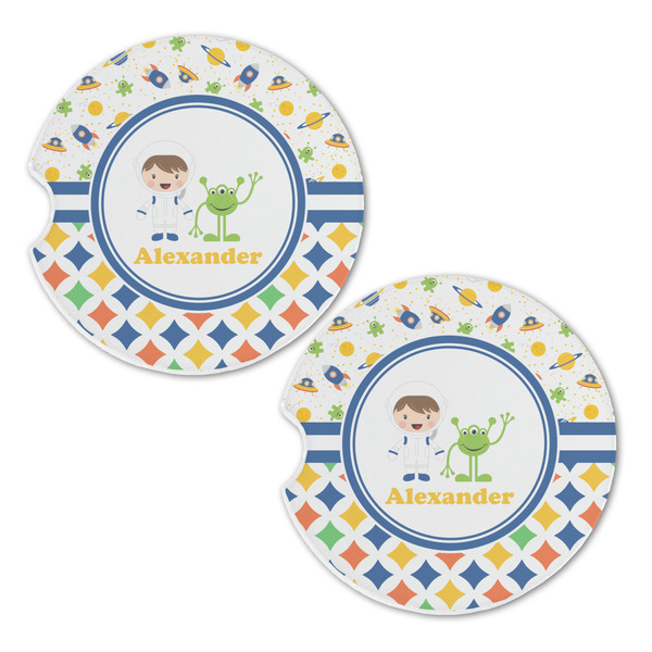 Boy's Space & Geometric Print Sandstone Car Coasters - Set of 2