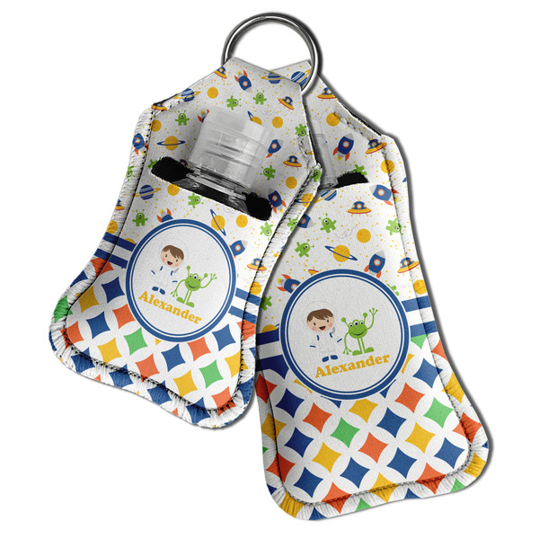 Boy's Space & Geometric Print Sanitizer Holder Keychain - Both in Case (PARENT)