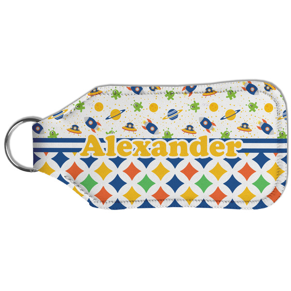 Boy's Space & Geometric Print Sanitizer Holder Keychain - Large (Back)
