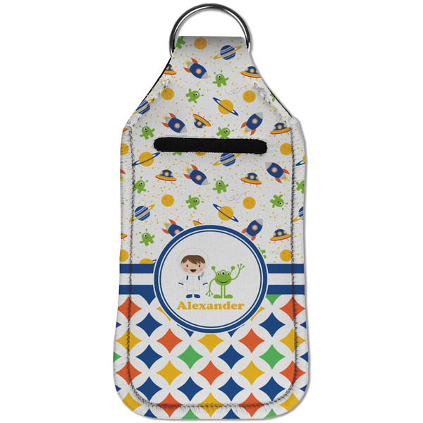 Boy's Space & Geometric Print Sanitizer Holder Keychain - Large (Front)