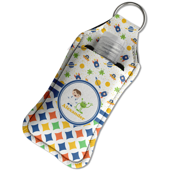 Boy's Space & Geometric Print Sanitizer Holder Keychain - Large in Case