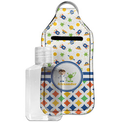 Boy's Space & Geometric Print Hand Sanitizer & Keychain Holder - Large (Personalized)