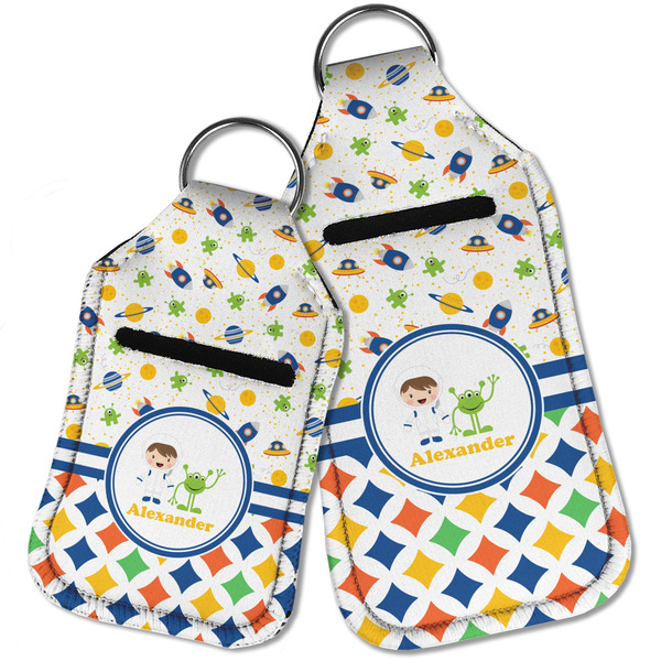Boy's Space & Geometric Print Sanitizer Holder Keychain - Parent Main