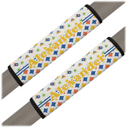 Boy's Space & Geometric Print Seat Belt Covers (Set of 2) (Personalized)