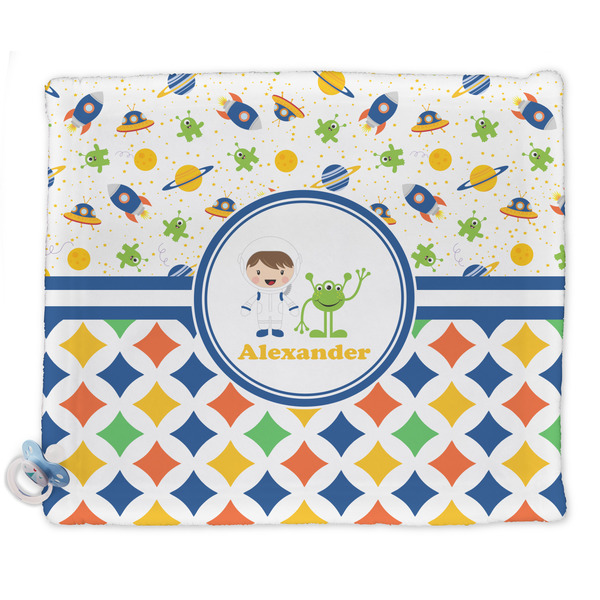 Custom Boy's Space & Geometric Print Security Blanket - Single Sided (Personalized)