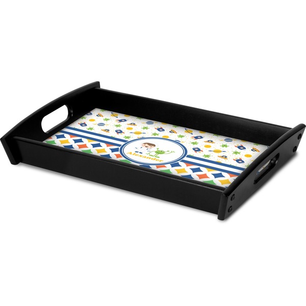 Boy's Space & Geometric Print Serving Tray Black - Corner