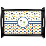 Boy's Space & Geometric Print Black Wooden Tray - Small (Personalized)