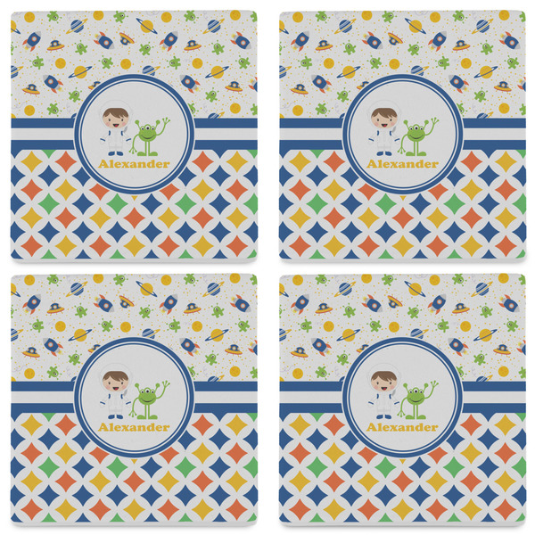 Boy's Space & Geometric Print Set of 4 Sandstone Coasters - See All 4 View
