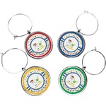 Boy's Space & Geometric Print Wine Charms (Set of 4) (Personalized)