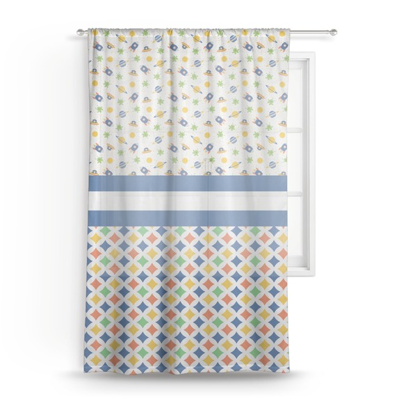 Custom Boy's Space & Geometric Print Sheer Curtain