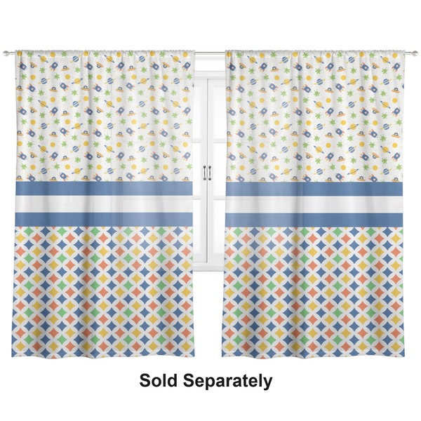 Boy's Space & Geometric Print Sheer Curtains