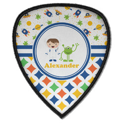 Boy's Space & Geometric Print Iron on Shield Patch A w/ Name or Text
