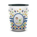 Boy's Space & Geometric Print Ceramic Shot Glass - 1.5 oz - Two Tone - Set of 4 (Personalized)