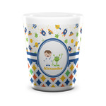 Boy's Space & Geometric Print Ceramic Shot Glass - 1.5 oz - White - Set of 4 (Personalized)