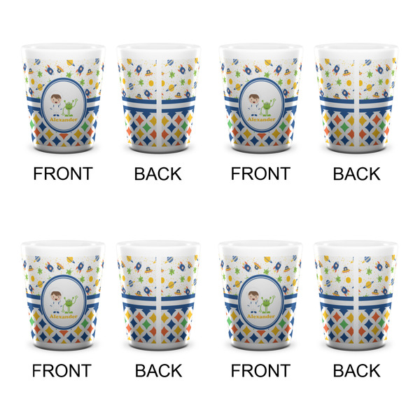 Boy's Space & Geometric Print Shot Glass - White - Set of 4 - APPROVAL