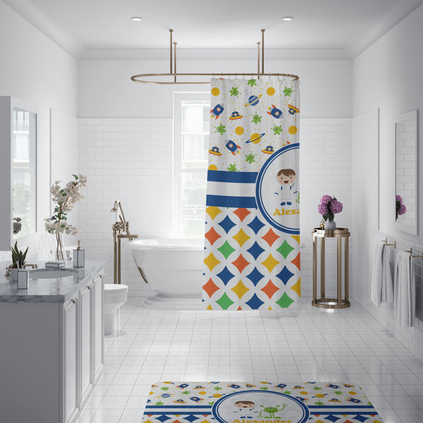 Boy's Space & Geometric Print Shower Curtain - 70"x83"