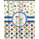 Boy's Space & Geometric Print Extra Long Shower Curtain - 70"x84" (Personalized)