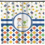 Boy's Space & Geometric Print Shower Curtain - Custom Size (Personalized)