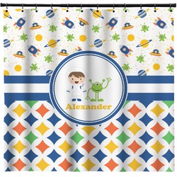 Boy's Space & Geometric Print Shower Curtain - Custom Size (Personalized)