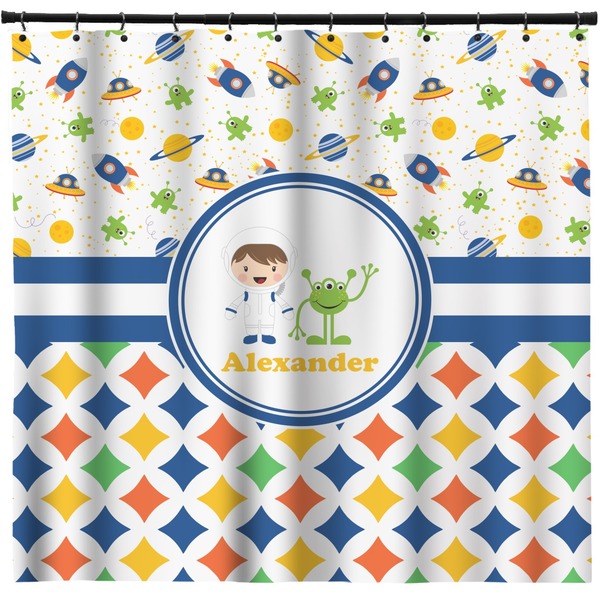 Custom Boy's Space & Geometric Print Shower Curtain - Custom Size (Personalized)