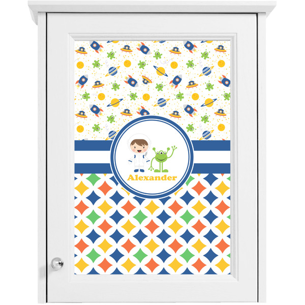 Boy's Space & Geometric Print Single White Cabinet Decal