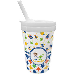 Boy's Space & Geometric Print Sippy Cup with Straw (Personalized)