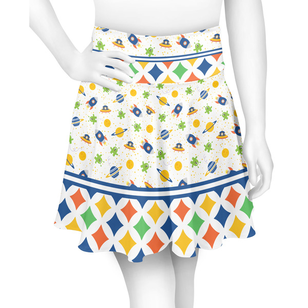 Custom Boy's Space & Geometric Print Skater Skirt - X Large