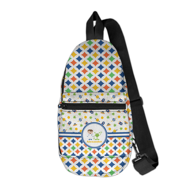 Custom Boy's Space & Geometric Print Sling Bag (Personalized)
