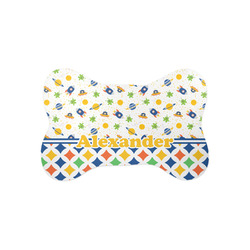 Boy's Space & Geometric Print Bone Shaped Dog Food Mat (Small) (Personalized)
