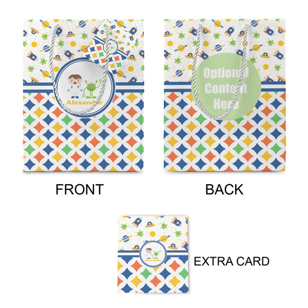 Boy's Space & Geometric Print Small Gift Bag - Approval