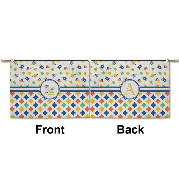 Boy's Space & Geometric Print Small Zipper Pouch Approval (Front and Back)