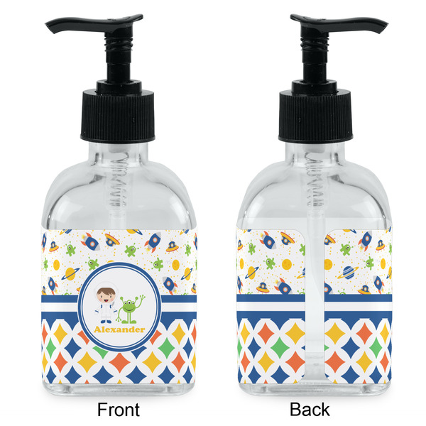 Boy's Space & Geometric Print Glass Soap/Lotion Dispenser - Approval