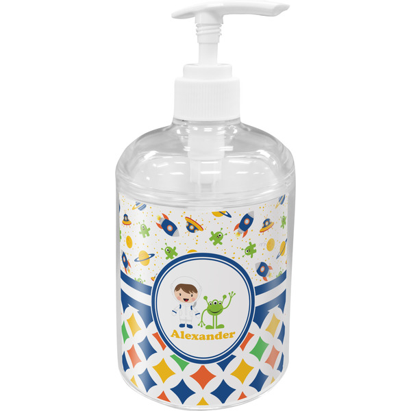 Custom Boy's Space & Geometric Print Acrylic Soap & Lotion Bottle (Personalized)