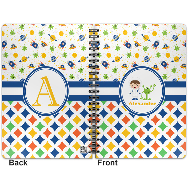 Boy's Space & Geometric Print Spiral Journal 7 x 10 - Apvl