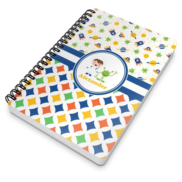 Boy's Space & Geometric Print Spiral Journal 7 x 10 - Main