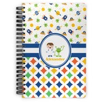 Boy's Space & Geometric Print Spiral Notebook (Personalized)