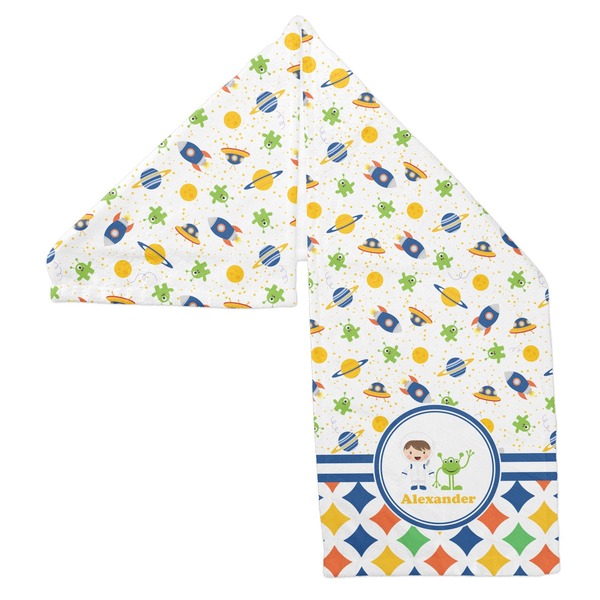 Boy's Space & Geometric Print Sports Towel Folded - Both Sides Showing