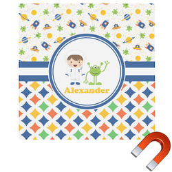 Boy's Space & Geometric Print Square Car Magnet - 6" (Personalized)