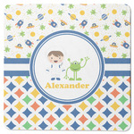 Boy's Space & Geometric Print Square Rubber Backed Coaster (Personalized)