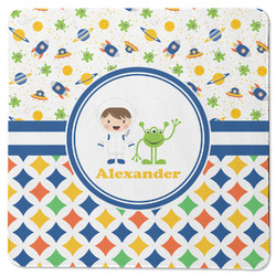 Boy's Space & Geometric Print Square Rubber Backed Coaster (Personalized)