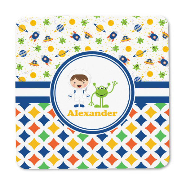 Boy's Space & Geometric Print Square Fridge Magnet - FRONT