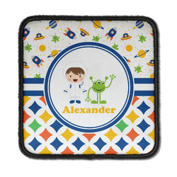 Boy's Space & Geometric Print Iron On Square Patch w/ Name or Text