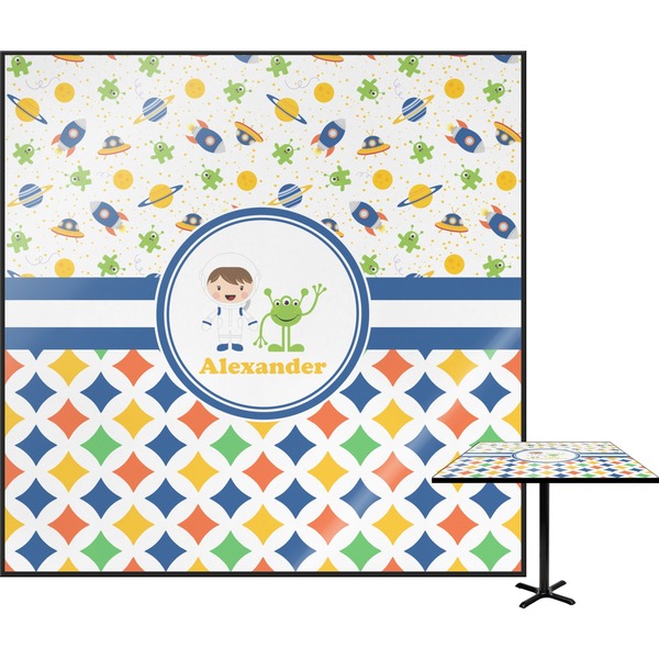 Custom Boy's Space & Geometric Print Square Table Top - 30" (Personalized)