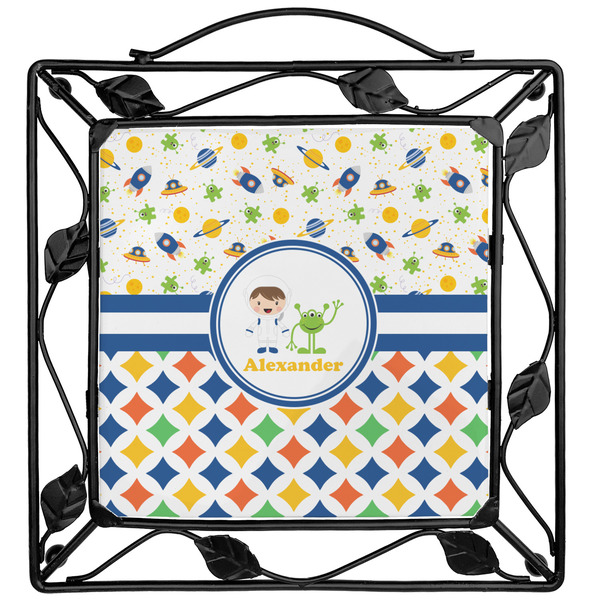 Custom Boy's Space & Geometric Print Square Trivet (Personalized)