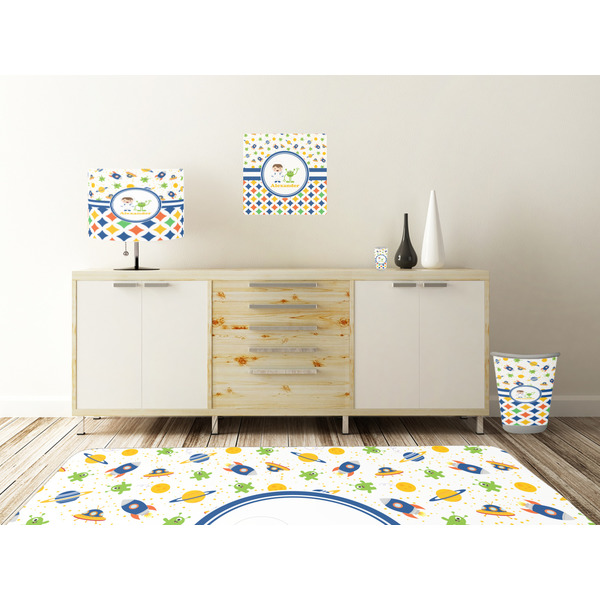 Boy's Space & Geometric Print Square Wall Decal Wooden Desk