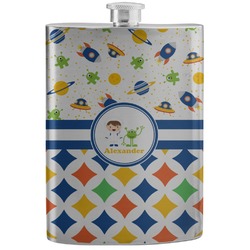 Boy's Space & Geometric Print Stainless Steel Flask (Personalized)