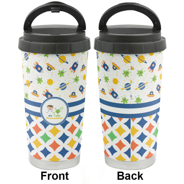 Boy's Space & Geometric Print Stainless Steel Travel Cup - Apvl