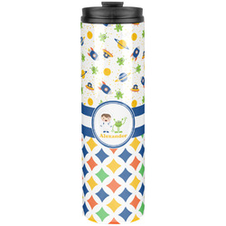 Boy's Space & Geometric Print Stainless Steel Skinny Tumbler - 20 oz (Personalized)