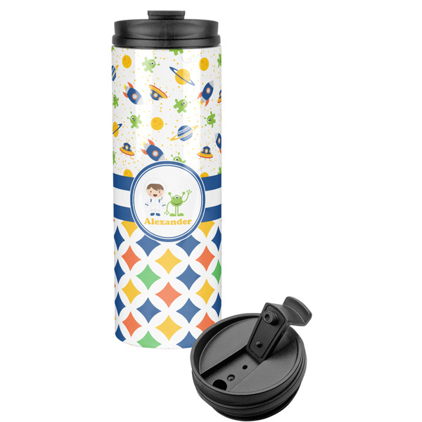 Custom Boy's Space & Geometric Print Stainless Steel Skinny Tumbler (Personalized)